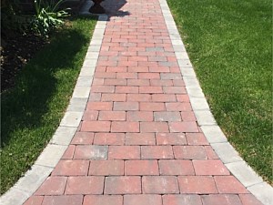 cambridge ruby onyx tumbled 6x9 walkway walk way running bond pattern soldier course border